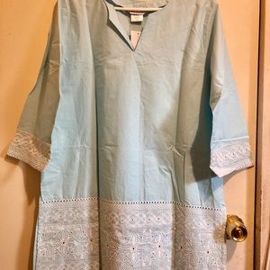 Schiffly Embroidered Blue Lagoon Tunic